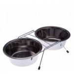 Dual Stainless Steel Dog Bowl on Stand – 2 x 0.35 litre
