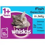 96 x Whiskas Pouches Wet Cat Food – 15% Off!* – 1+ Fish Selection in Gravy (96 x 100g)