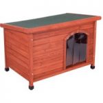Woody Flat-Roofed Dog Kennel + Insulation – Set Size L: 116 x 79 x 82 / 72 cm (L x W x H)