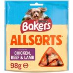 Bakers Allsorts Dog Treats – Chicken, Beef & Lamb – 98g