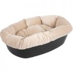 Ferplast Siesta Deluxe Black Dog Basket with Cover – Beige Velvet – Size 6 Set: 70.5 x 52 x 23.5 cm (L x W x H)