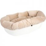 Ferplast Siesta Deluxe White Dog Basket with Cover – Beige Velvet – Size 10 Set: 93.5 x 68 x 28.5 cm (L x W x H)