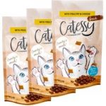 Catessy Crunchy Snacks Saver Pack 3 x 65g – Anti-Hairball with Beef & Malt